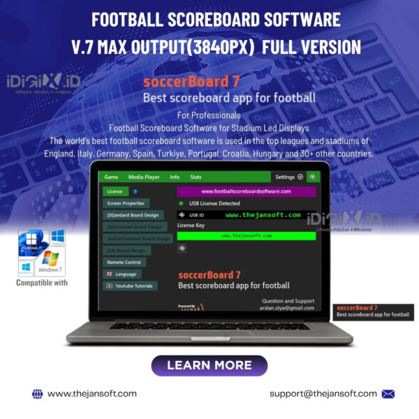 Football Scoreboard Software v.7 Max Output(3840px)  full version